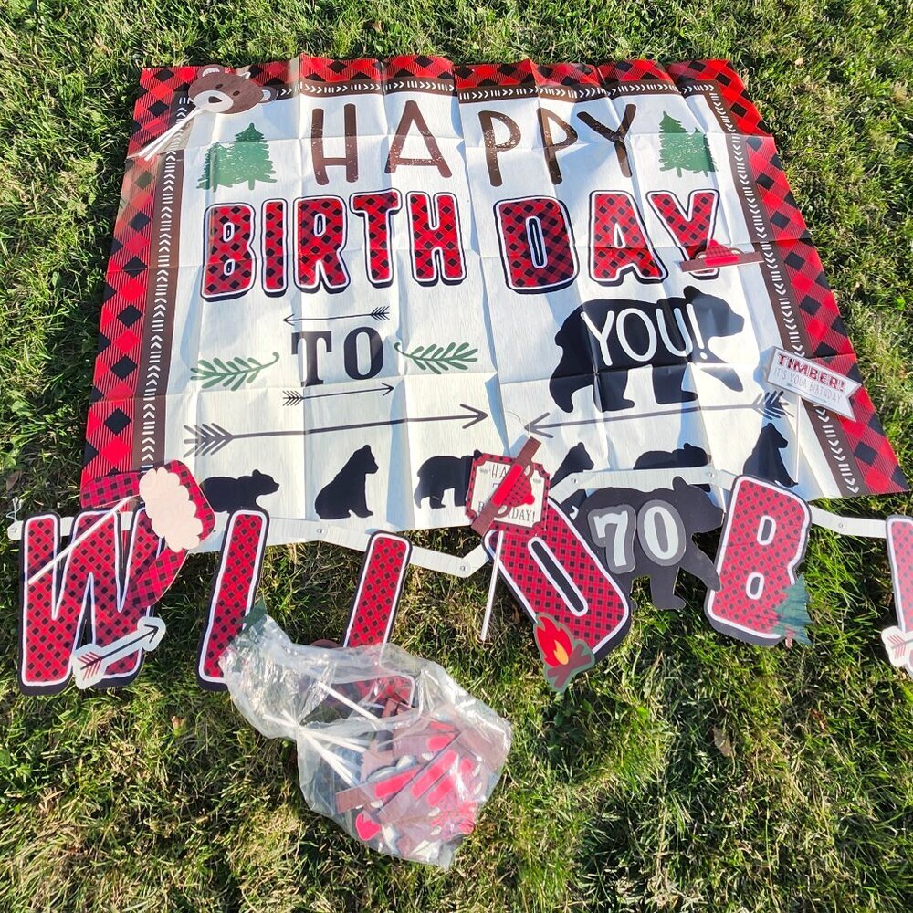 LARGE WILD BIRTHDAY DECORATION LOT BANNER Photo Props ALL AGES Outdoors Canadian - Picture 2 of 16